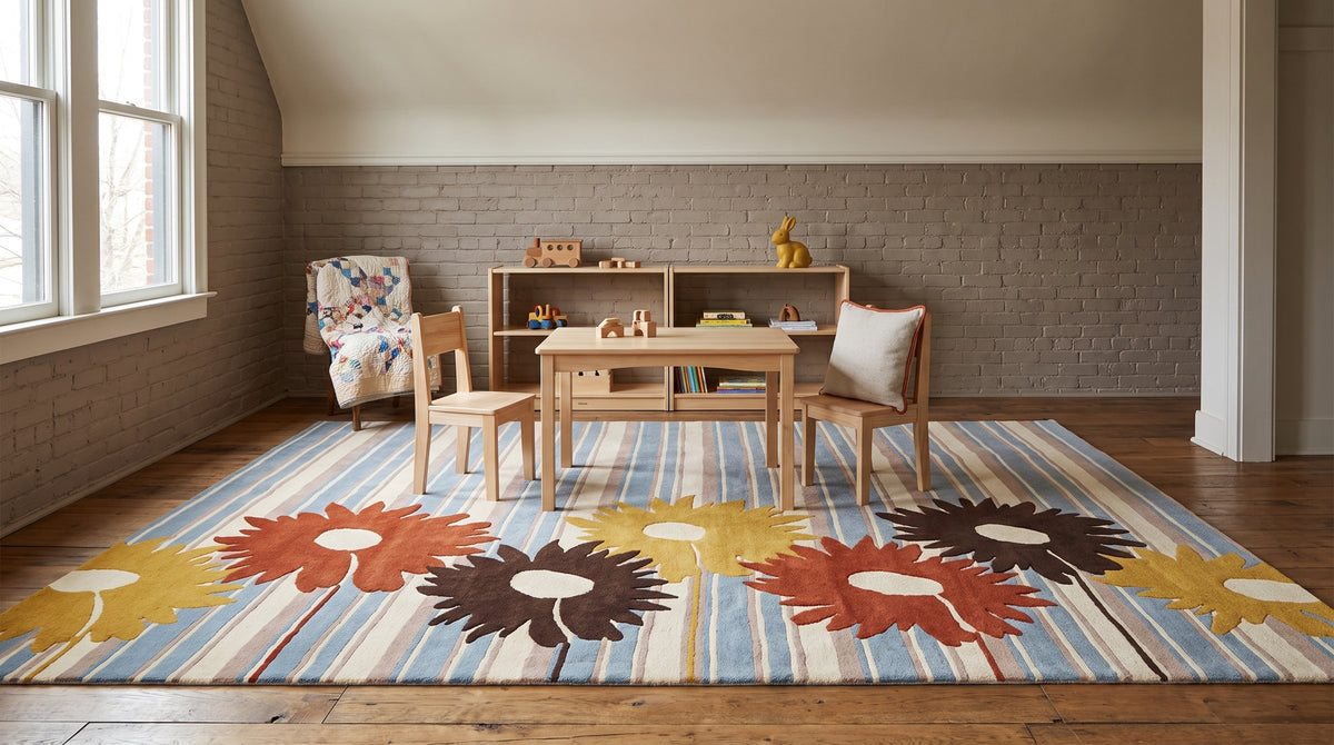 Artistic Maya Multicolor Hand Tufted Wool Rug in a kids room