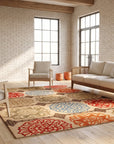 Artistic Sumptuous Beige Hand Tufted Wool Rug in a sunroom