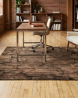 Artistic Brown Hand Knotted Wool Rug in a home office