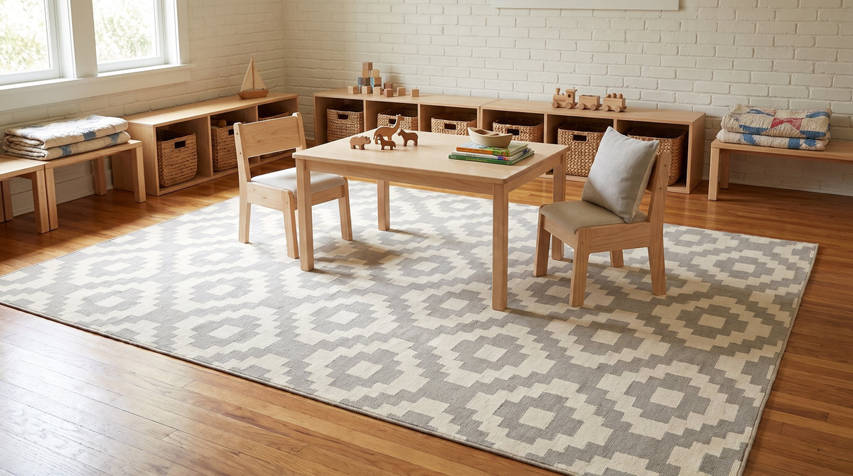 Ava Quinn Multicolor Wool Rug in a kids room