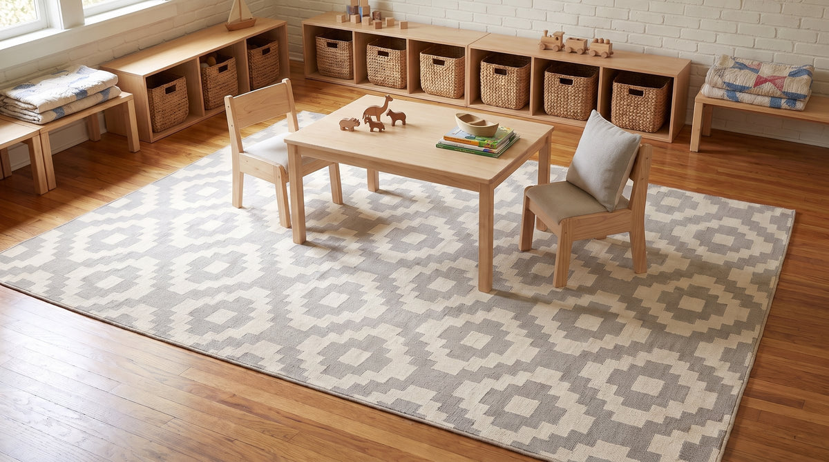 Ava Quinn Multicolor Wool Rug in a kids room