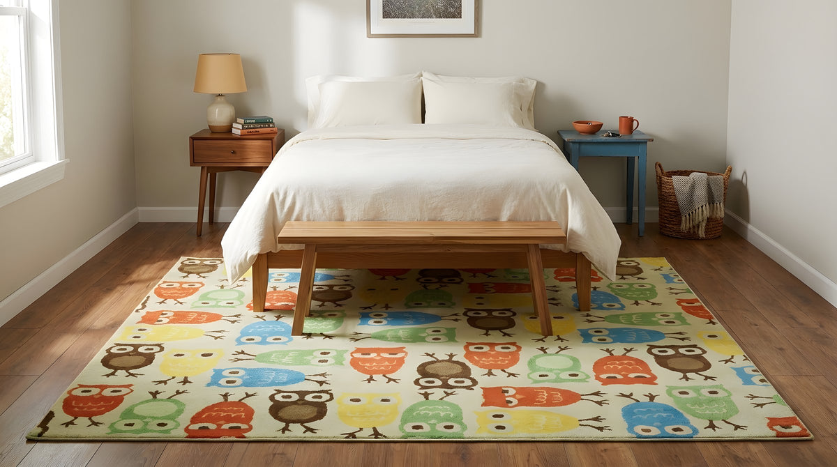 Bespoke Dazzling Hand Tufted Wool Rug in a bedroom