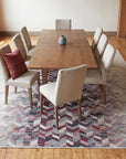 Brenda Refined Multicolor Flatweave Wool Rug in a dining room