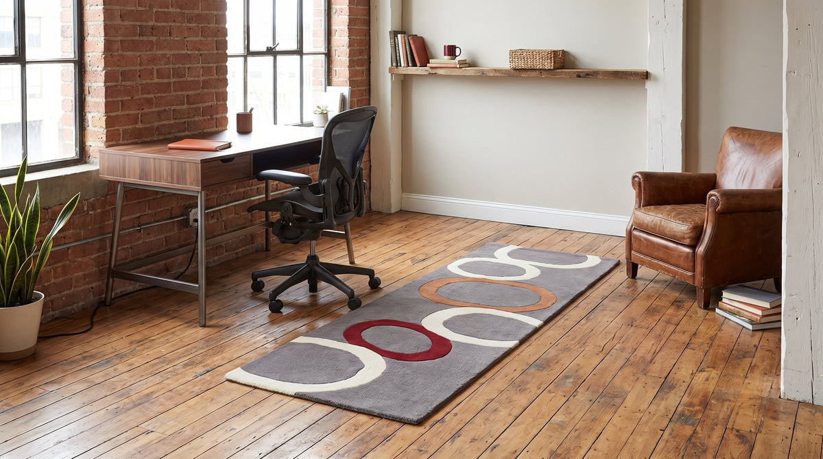 Celia Clara Gray Hand Tufted Wool Rug in a home office