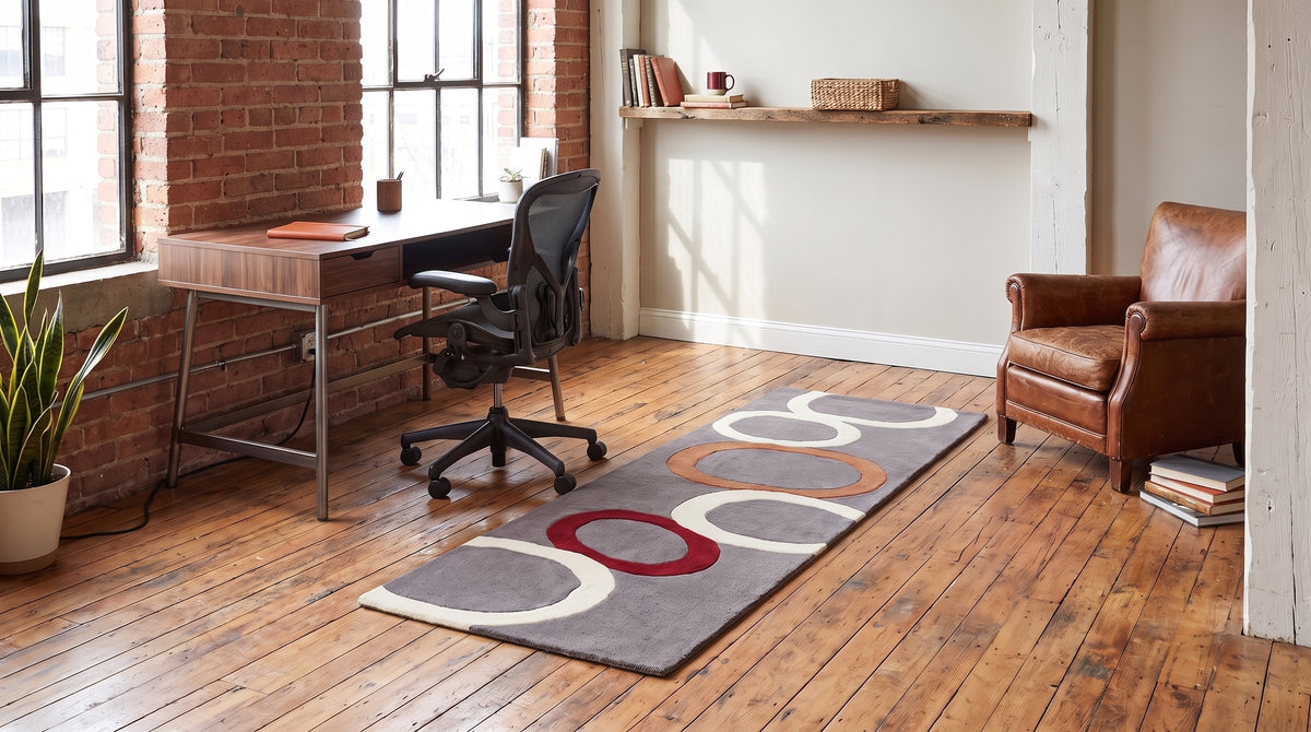 Celia Clara Gray Hand Tufted Wool Rug in a home office