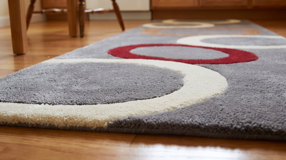 Celia Clara Gray Hand Tufted Wool Rug in a kitchen