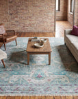 Celia Modern Green Hand Knotted Silk Rug in a living room