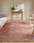 Celia Oushak Rust Hand Knotted Wool Rug in a sunroom