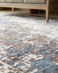 Charming Modern Ivory and Copper Hand Knotted Wool Rug in a sunroom
