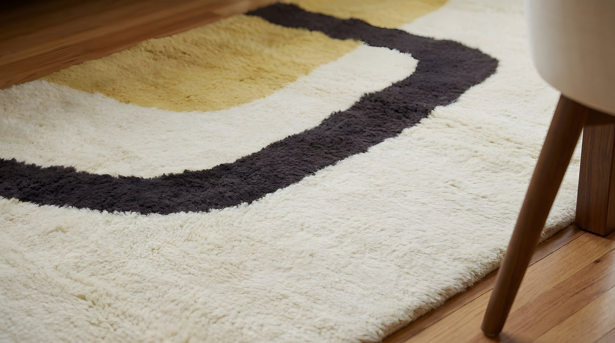 Classic Talia Yellow Hand Knotted Wool Rug in a dining room