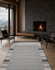 Handloomed Gray Gabbeh Tribal Wool Area Rug in a styled room (1)