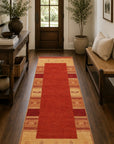 Handloomed Red Gabbeh Tribal Wool Area Rug in a styled room (6)