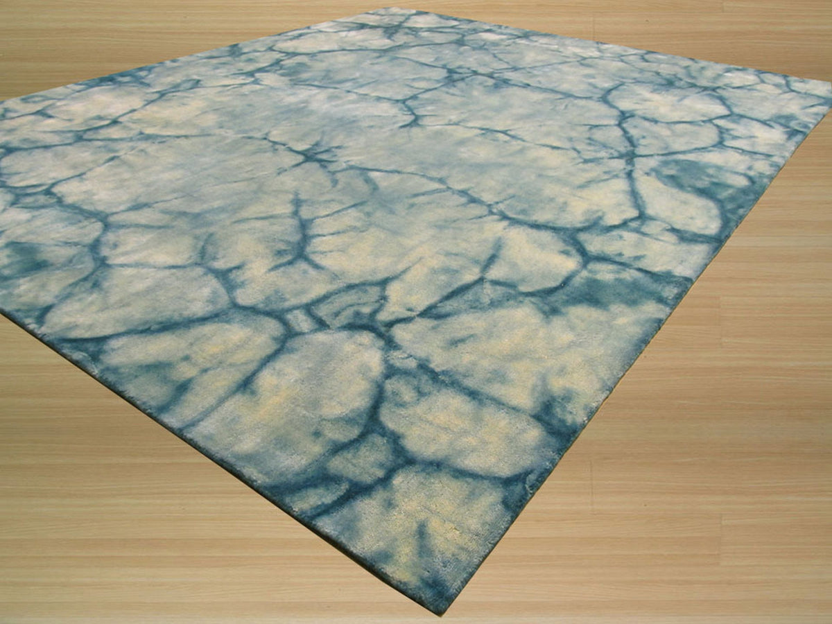 Dip Dyed Teal Handmade Wool Rug