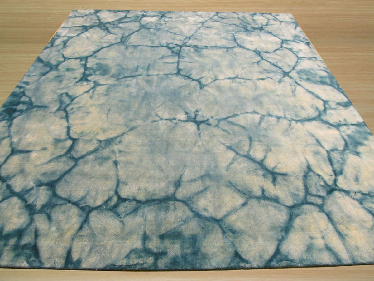 Dip Dyed Teal Handmade Wool Rug
