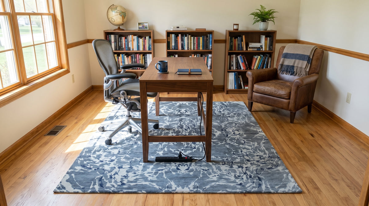Emery Abstract Pattern Rug in a home office