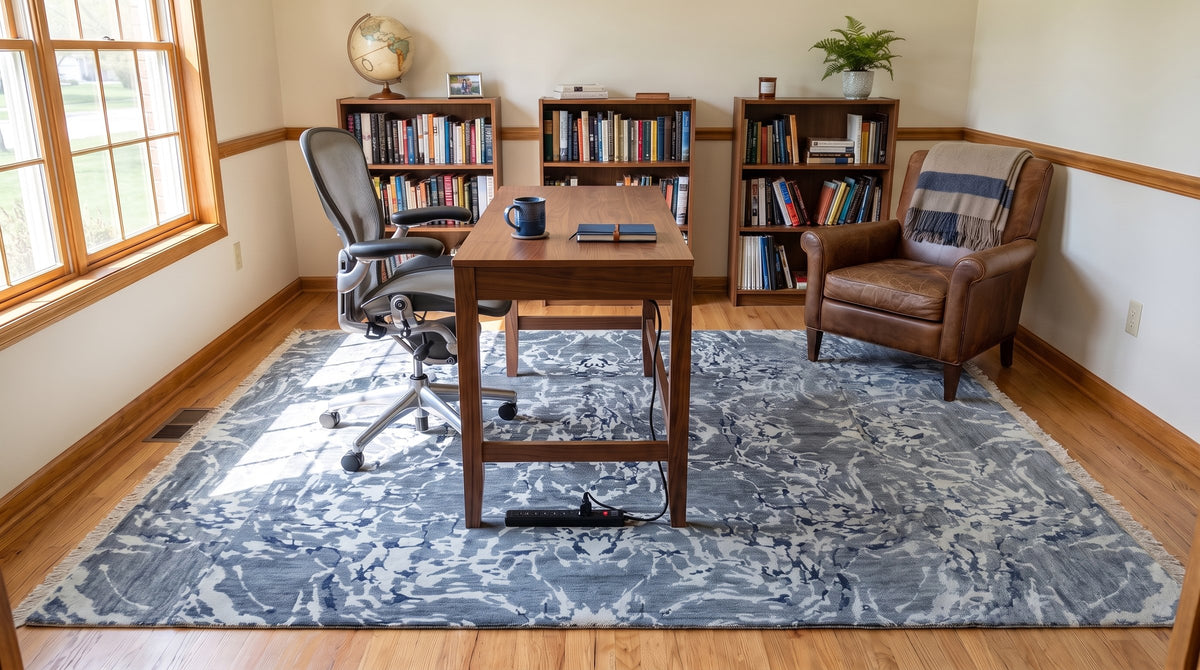 Emery Abstract Pattern Rug in a home office