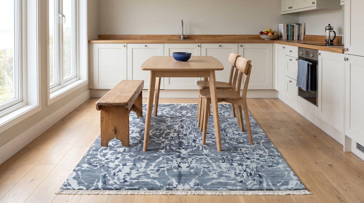 Emery Abstract Pattern Rug in a kitchen