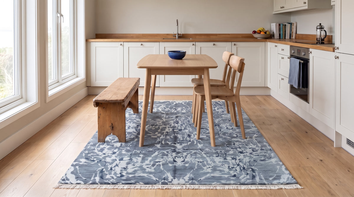 Emery Abstract Pattern Rug in a kitchen