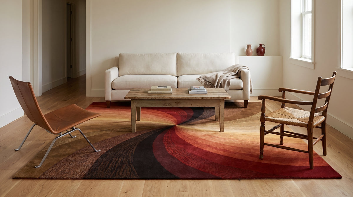 Enchanting Luxurious Original Hand Tufted Wool Rug in a living room