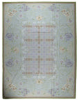 Vintage Aubusson flat weave rug, full view