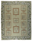 Vintage Aubusson flat weave rug, full view