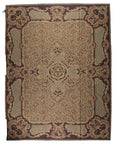 Vintage Aubusson flat weave rug, full view