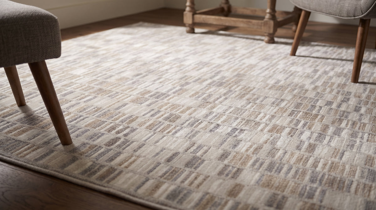 Freya Timeless Ivory Hand Knotted Wool Rug in a reading nook