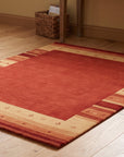 Handloomed Red Gabbeh Tribal Wool Area Rug in a entryway