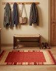 Handloomed Red Gabbeh Tribal Wool Area Rug in a entryway