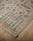 Ivory Oushak rug top-down allover field detail