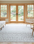Jasmine Moroccan Ivory Hand Knotted Wool Rug in a sunroom