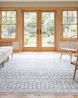 Jasmine Moroccan Ivory Hand Knotted Wool Rug in a sunroom