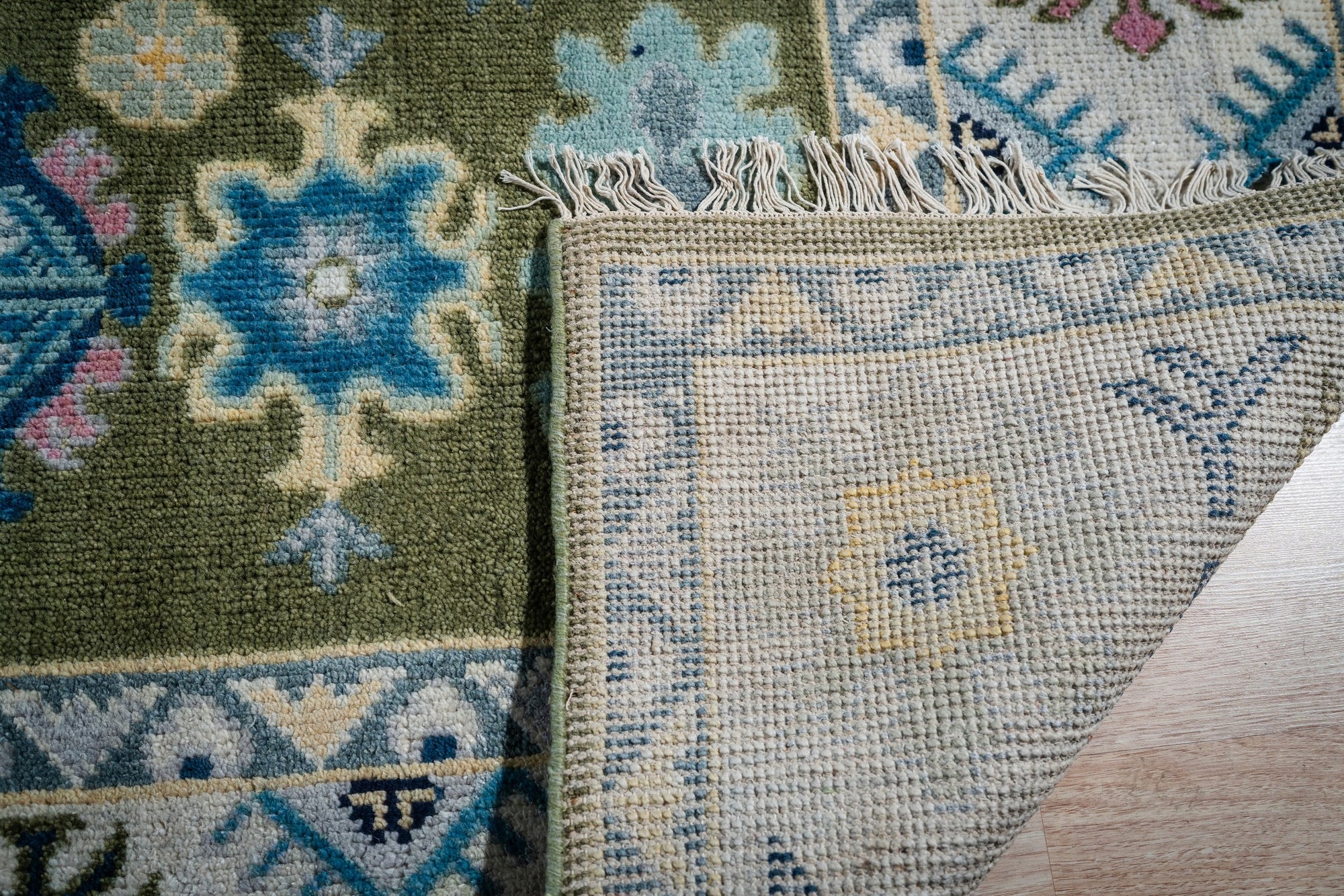 Inviting Kazak Light Green Hand Knotted Wool Rug - view 11