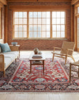 Lila Chic Red Hand Knotted Wool Rug in a sunroom