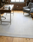 Majestic Chic Charcoal Handmade Wool Rug in a home office