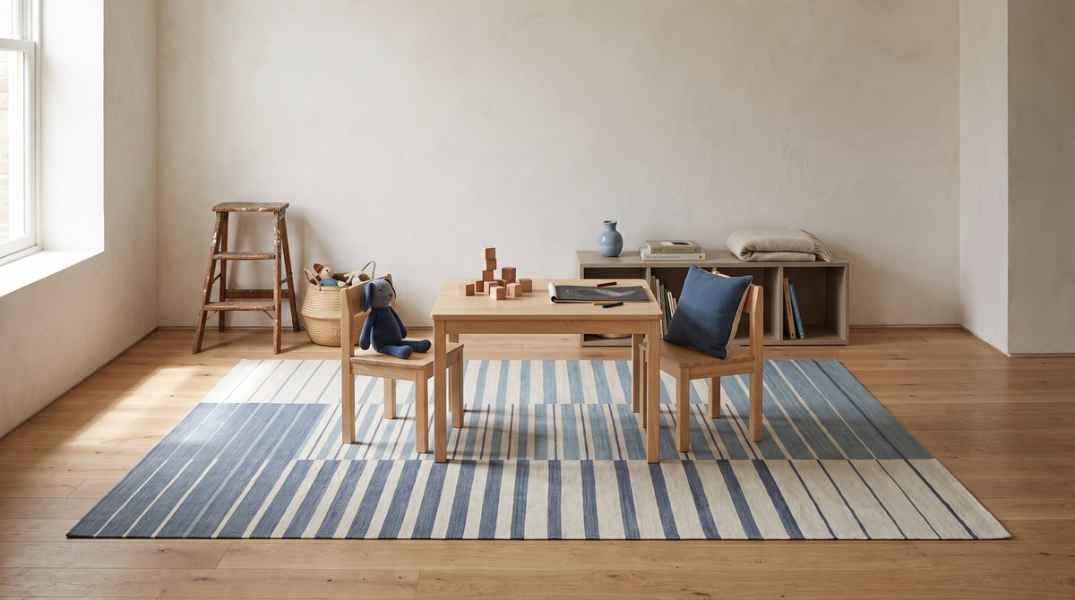 Majestic Laine Multicolor Flatweave Wool Rug in a kids room
