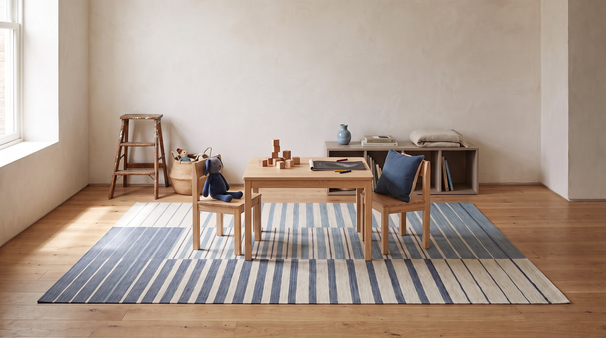 Majestic Laine Multicolor Flatweave Wool Rug in a kids room