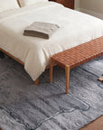 Maya Classic Purple and Gray Hand Knotted Wool Rug in a bedroom