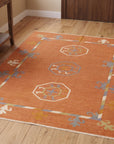 Maya Kilim Rust Flatweave Wool Rug in a entryway