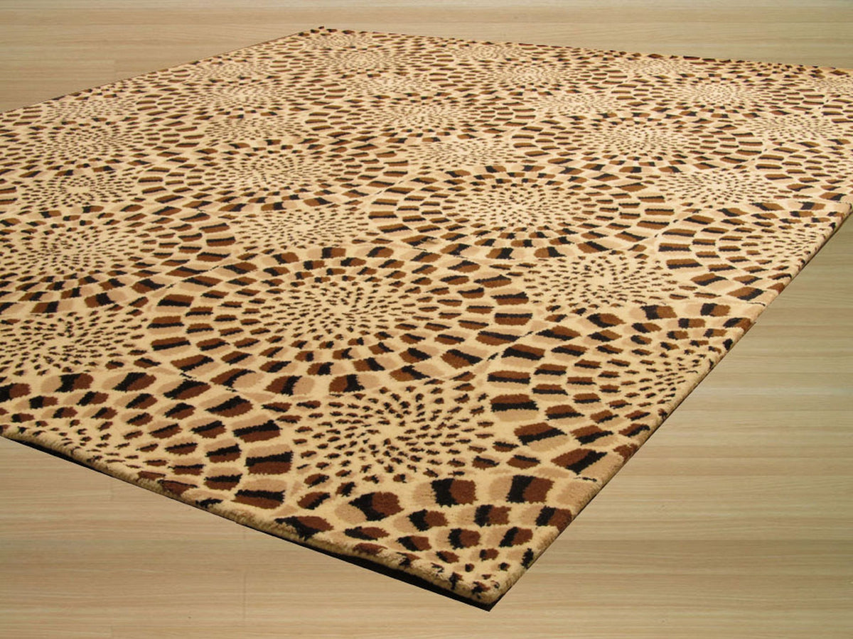 Modern Animal Skin Brown Hand Tufted Wool Rug
