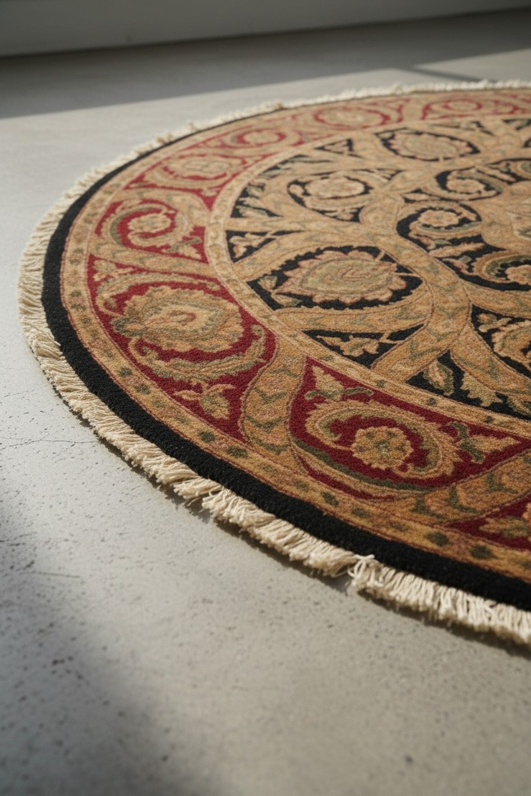 Navy Jaipur traditional round hand-knotted wool area rug