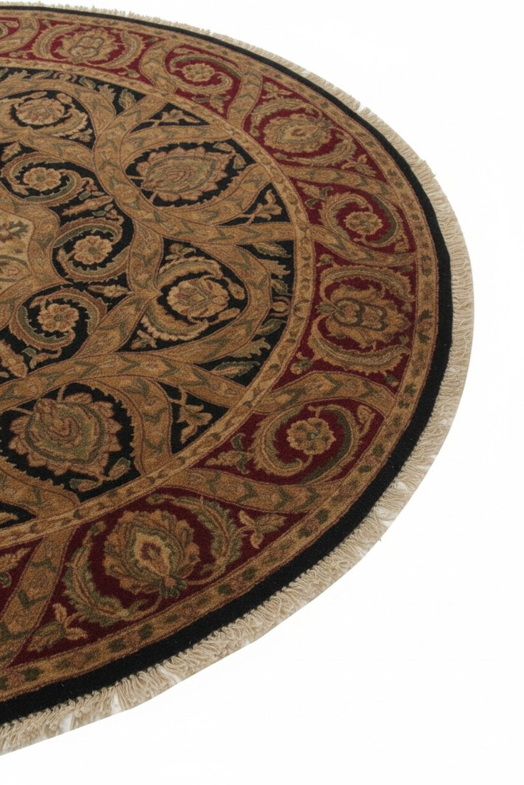 Navy Jaipur traditional round hand-knotted wool area rug