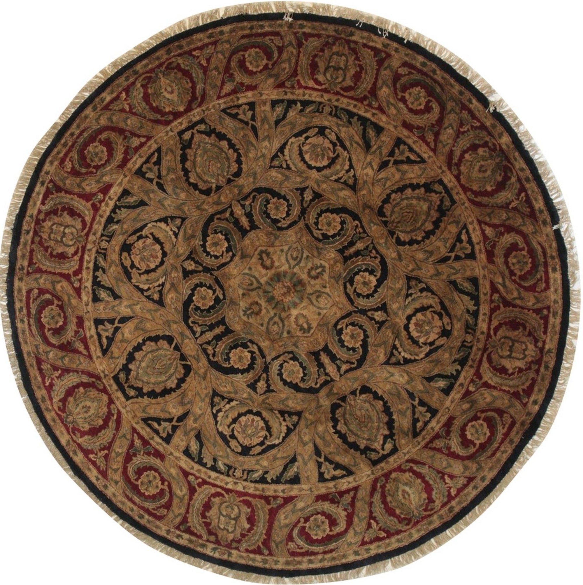 Navy Jaipur traditional round hand-knotted wool area rug