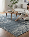 Black and ivory transitional abstract bamboo silk and wool hand-knotted area rug