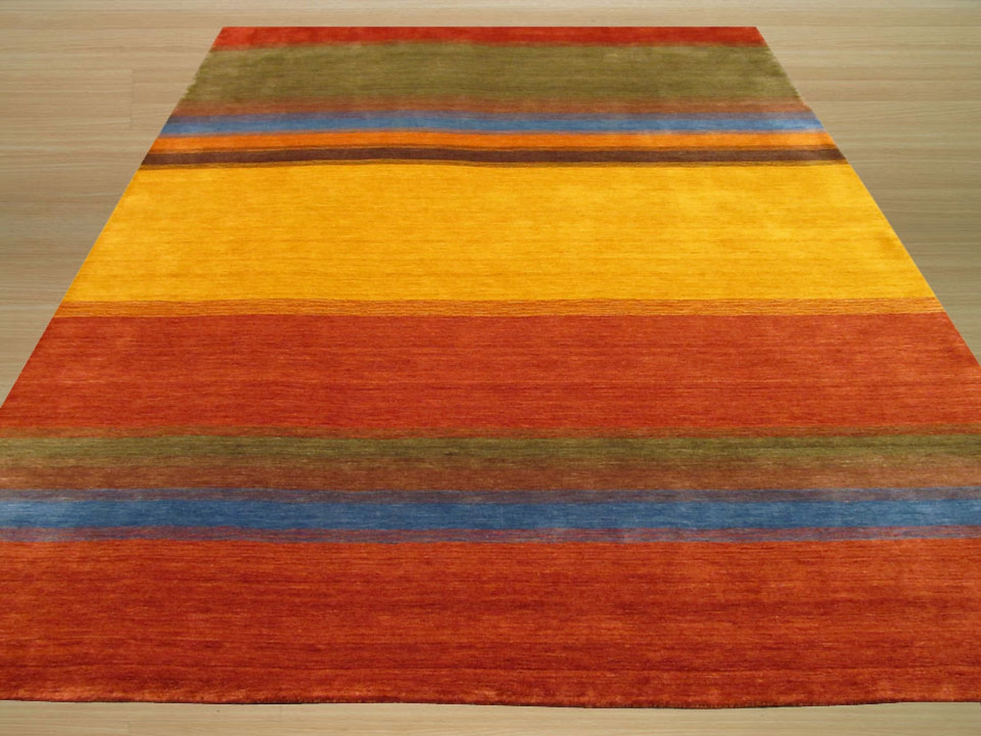Multicolor Contemporary Stripe Gabbeh Handmade Wool Rug