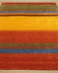 Multicolor Contemporary Stripe Gabbeh Handmade Wool Rug