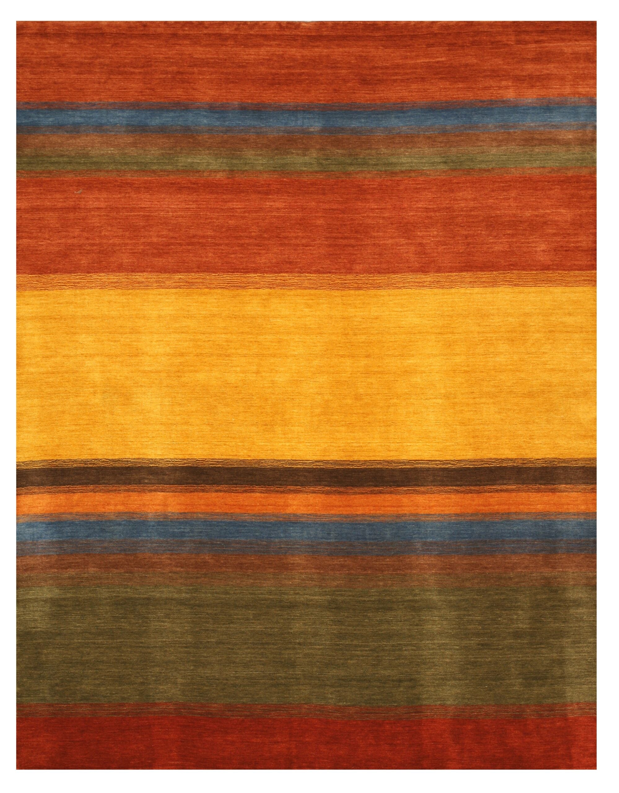 Multicolor Contemporary Stripe Gabbeh Handmade Wool Rug