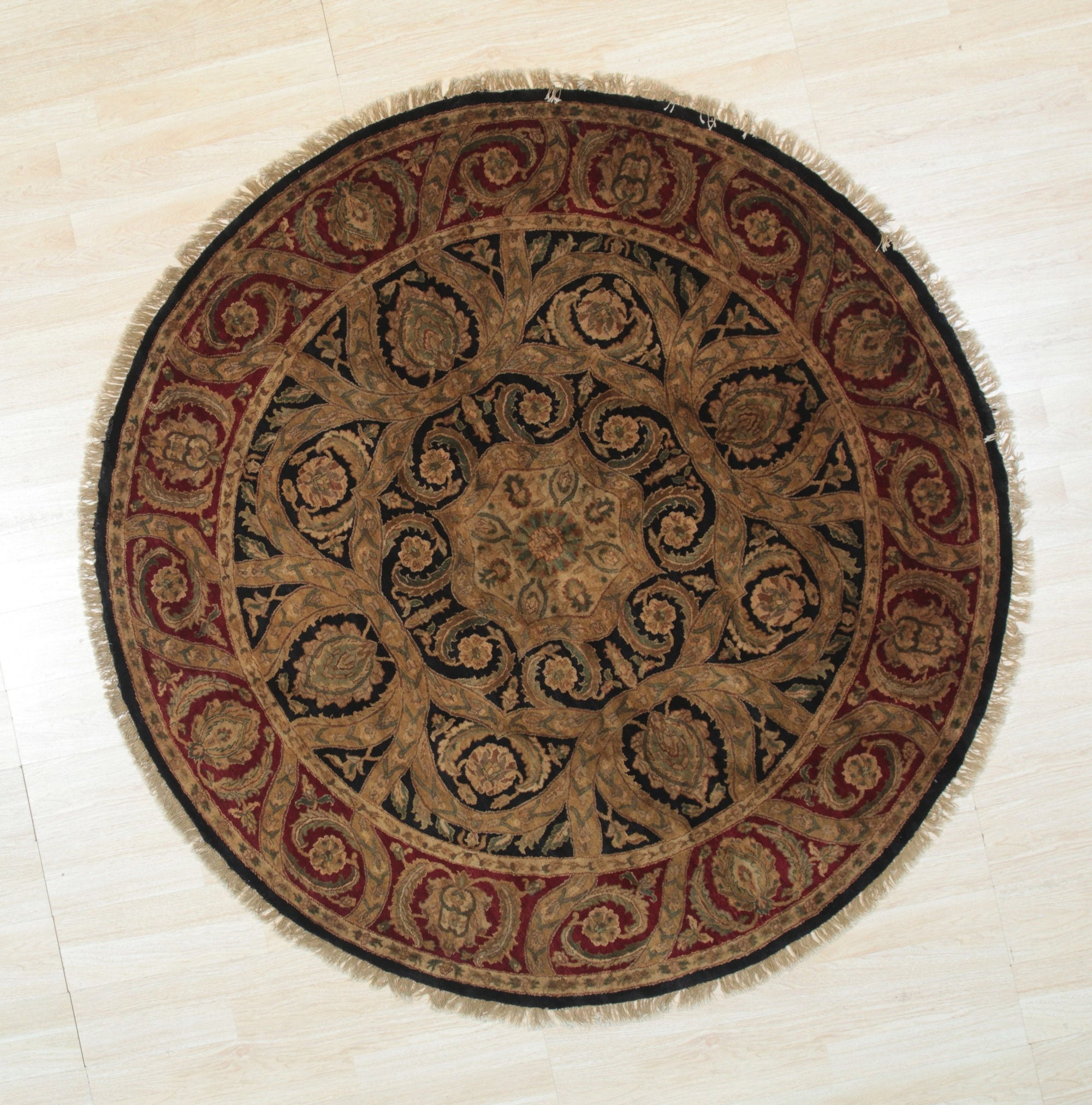 Navy Jaipur Traditional Round Handmade Wool Rug