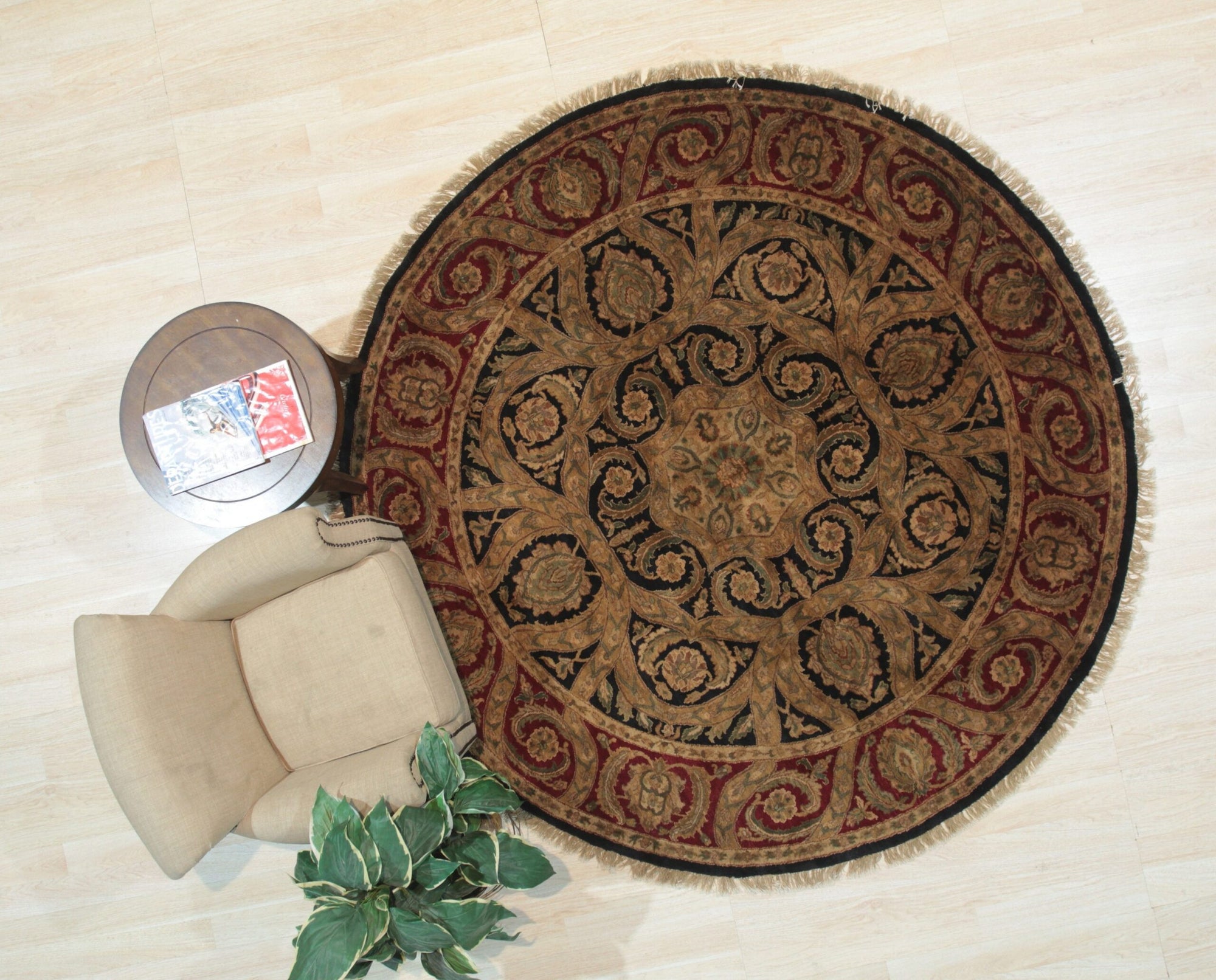 Navy Jaipur Traditional Round Handmade Wool Rug