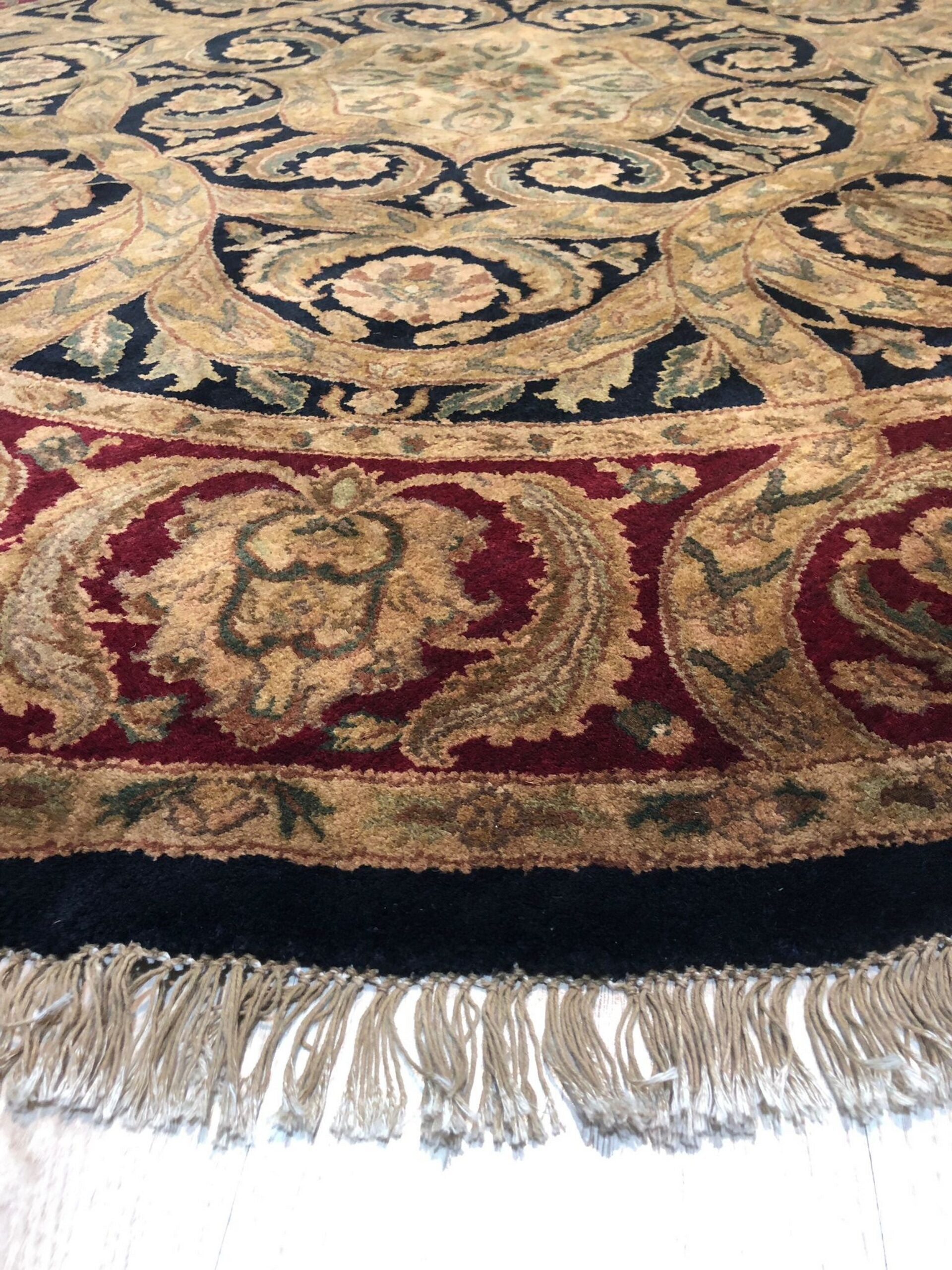 Navy Jaipur Traditional Round Handmade Wool Rug